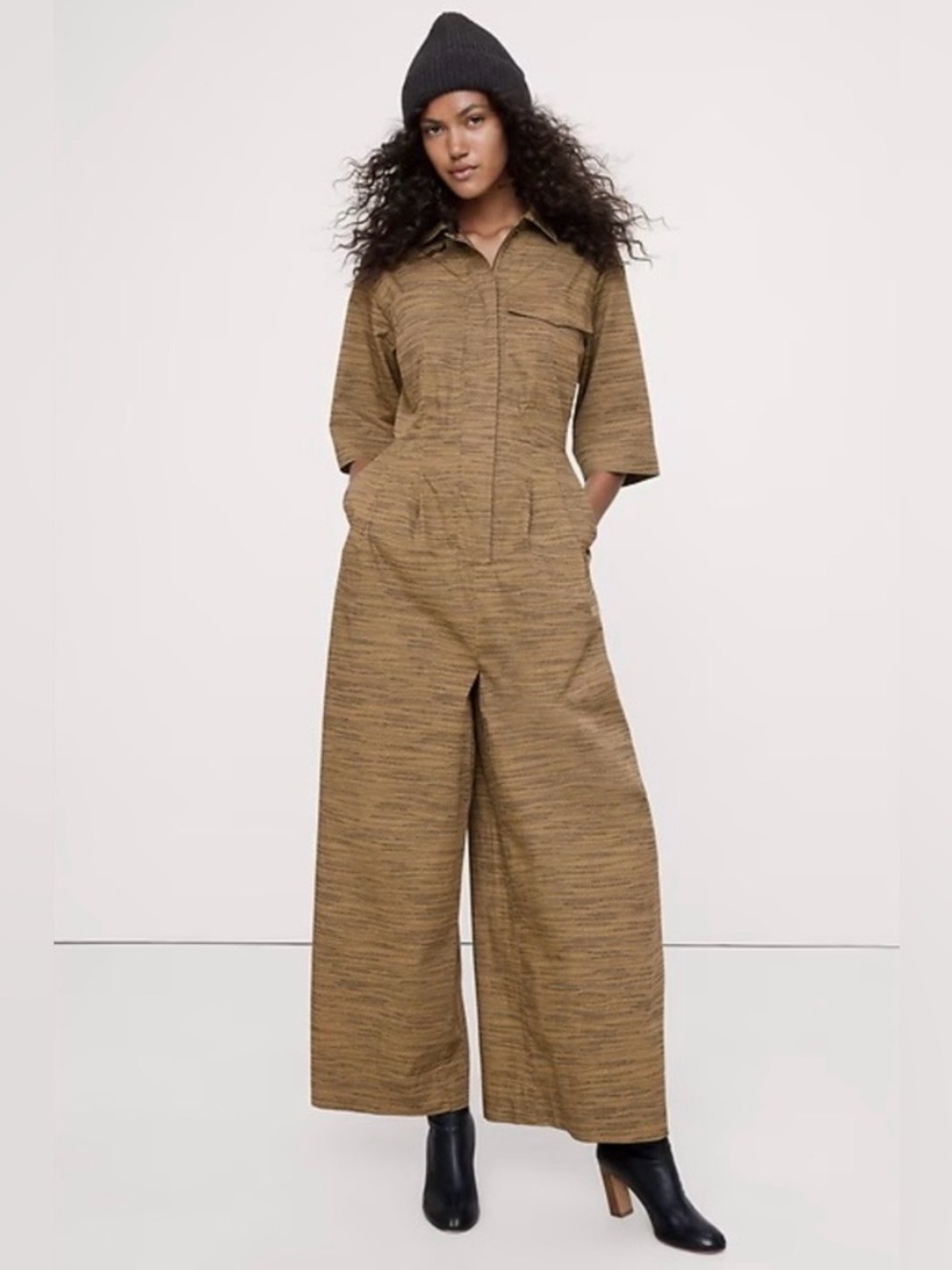 BANANA REPUBLIC NWT Stretch Cotton Wide Leg Utility Jumpsuit Size XS
